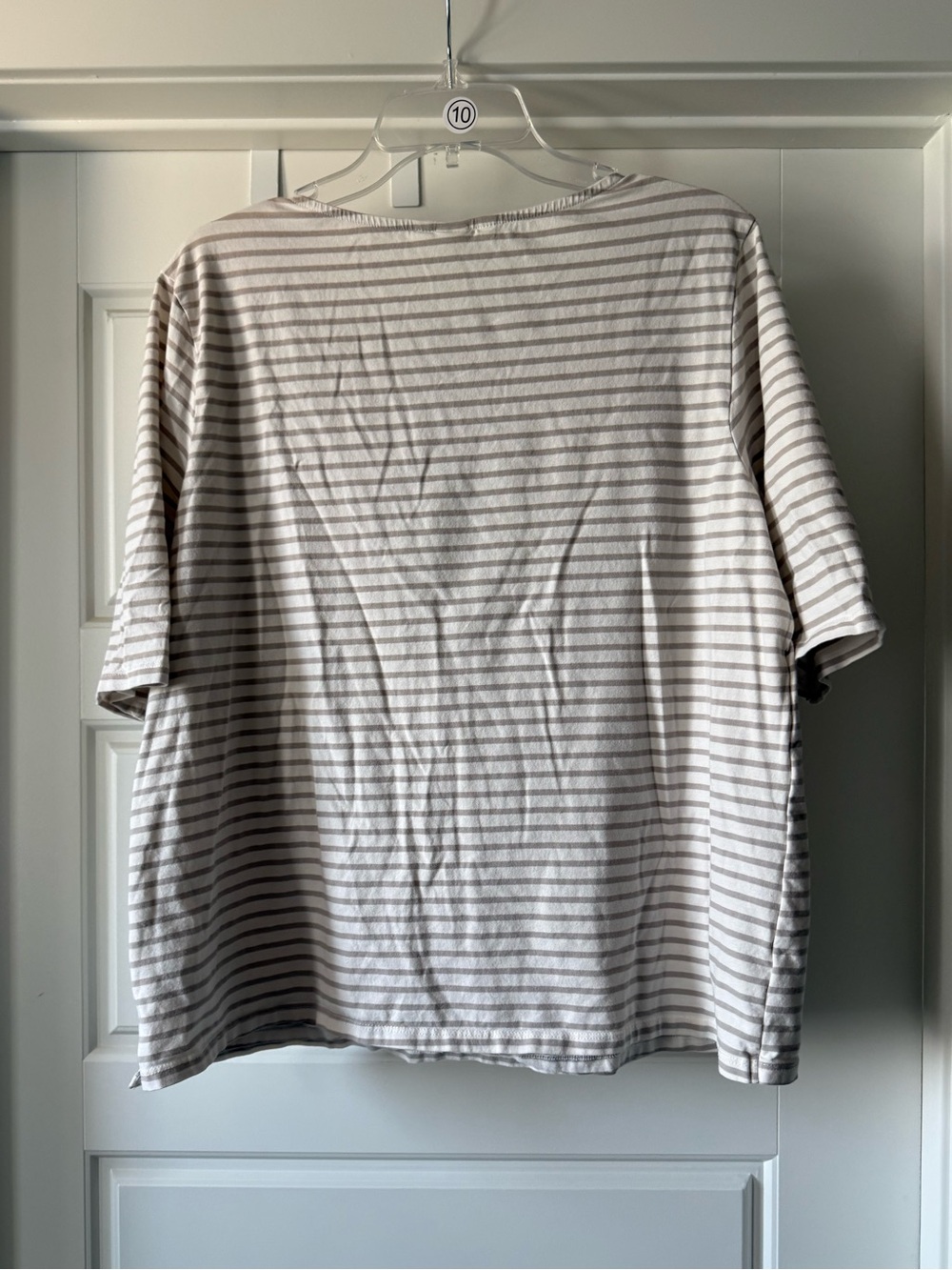 H&M WOMEN’S MATERNITY MAMA STRIPED CREAM & GREY BEFORE & AFTER NURSING T-SHIRT - Picture 5 of 5